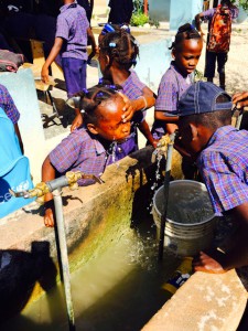 Our water well was on and the kids were drinking and splashing the water all the time.