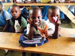 These children are having fun in their classroom during a break.